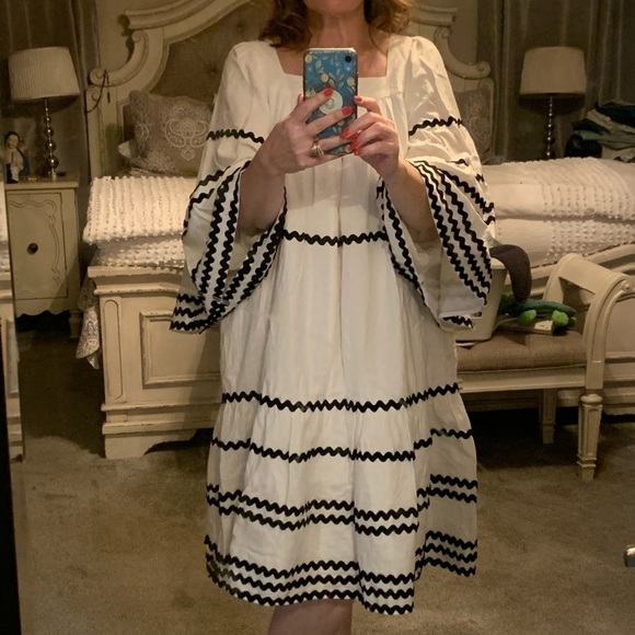 Lisa Marie Fernandez Collab W/Target Dress Size Medium White Ric Rac Flare - Picture 11 of 14